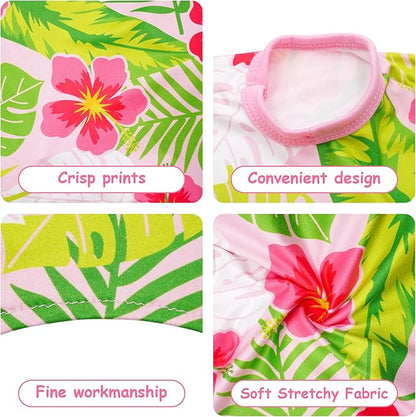 4PCS/Pack Hawaiian Dog Dresses for Medium Dogs Girl Female Pink Yellow Red Blue Skirts Summer Sundress Pineapple Flower Pattern Soft Lightweight for Holiday Party Beach M