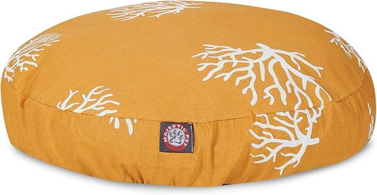 Yellow Coral Large Round Indoor Outdoor Pet Dog Bed With Removable Washable Cover By Majestic Pet Products