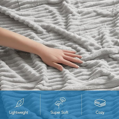 Nestl Light Grey Throw Blanket for Couch - Cozy Warm Fuzzy Blankets for Women, Plush Small Fleece Throws for Girls - Silver, 50 x 60 Inches