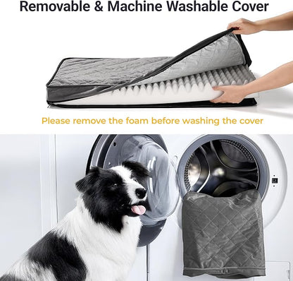 Cozy Dog Bed for XL Large Sized Dogs - Orthopedic Egg Crate Foam Pet Bed with Waterproof & Machine Washable & Non-Slip Bottom, Ideal for Crate and Indoor Use, 41x27 Inch, up to 80 lbs, Dark Grey
