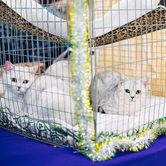 Jetec 2 Pieces Reversible Cat Hanging Hammock Soft Breathable Pet Cage Hammock with Adjustable Straps and Metal Hooks Double Sided Hanging Bed for Small Dogs Rabbits(Leopard and Dot,M)