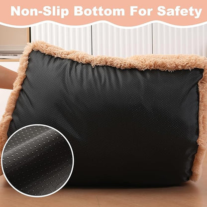 Bedfolks Waterproof Dog Crate Bed,Plush Dog Bed with Removable Washable Cover,Faux Fur Dog Crate Pad for Small Dogs and Cats,Fluffy Dog Kennel Bed 21"x13",Solid Camel