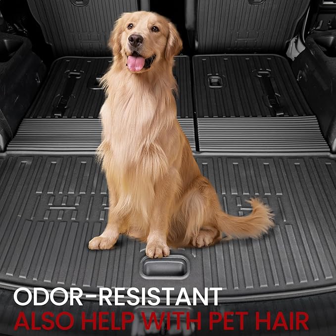Floor Mats Cargo Mat with Backrest Mats for 2020-2025 Kia Telluride 7/8 Passenger Car Mats Accessories, All Weather TPE Protectors Cargo Liner Seat Back Covers(Floor Mats+2-in-1 Cargo Mat)