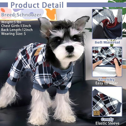 XPUDAC Dog Pajamas Soft Strechy Plaid Doggie Clothes for Small Medium Girl Boy Cat Apparel-2XL