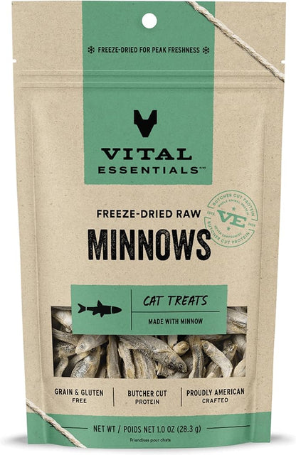Vital Essentials Freeze Dried Raw Single Ingredient Cat Treats, Minnows, 1 oz (Pack of 6)