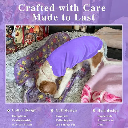 2 Pack Solid Color Dog Shirts - Lightweight, Quick Dry, Breathable Pet T-Shirts for Small to Large Dogs - Stretchy, Durable, Ideal for All Seasons and Holidays.Green Purple L