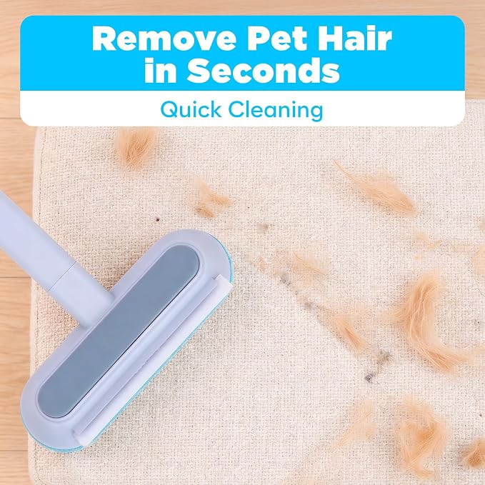 Pet Hair Removal Tool, Reusable Pet Hair Remover for Furniture, Couch, Carpet & Bedding, 17.3" Handle, Wide 7.3" Head, Mini Detail Brush, Easy Clean