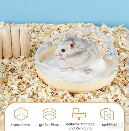Meow&Woof Hamster Sand Bath Container, Large Sandbox Toilet Gerbil Batheoom, Tiny Chinchilla Dust Bathtub Sand Bath Box for Hamster Cage Accessories 6.5 Inch-Yellow