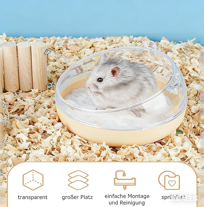 Meow&Woof Hamster Sand Bath Container, Large Sandbox Toilet Gerbil Batheoom, Tiny Chinchilla Dust Bathtub Sand Bath Box for Hamster Cage Accessories 6.5 Inch-Pink
