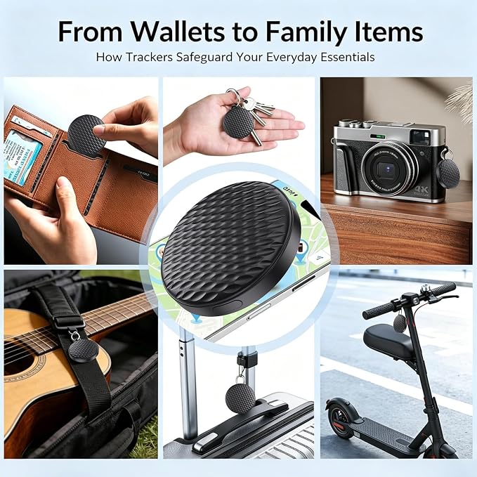 Mini GPS Tracker for Vehicles No Subscription (iOS Only) - 4 Pack | Car Tracker Tag with Audio, Hidden Tracking Device Work with Find My for Kids, Dogs, Key, Luggage