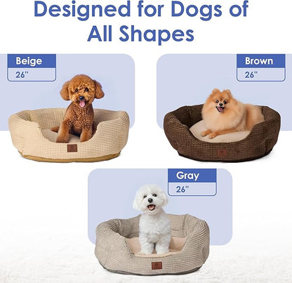 American Kennel Club 26" Clamshell Cuddler Dog Bed - Plush Popcorn Texture, Washable, Non-Slip, for Medium & Large Dogs