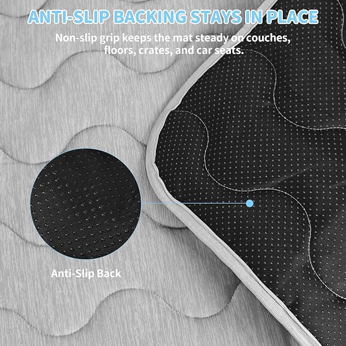 Dog Cooling Mat Q-Max>0.4 Self Cool Pad for Dogs and Cats with Anti-Slip Bottom, Washable Portable Pet Sleeping Pad for Summer，X-Larger Size 47.2" *29.6"