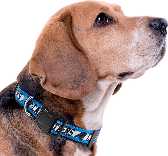Pets First NFL Carolina Panthers Licensed PET COLLAR, Medium - Heavy-Duty, Strong, and Durable Dog Collar. Available in 31 Football Teams and 4 Sizes