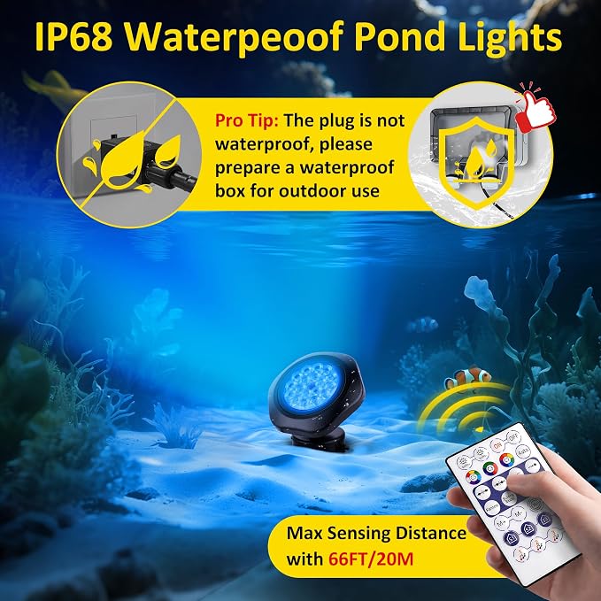 T-SUN Pond Lights LED Underwater 16M Colors with App and Remote 8 Pack | Dimmable,Timer,IP68 Waterproof Submersible Fountain Lights Led Underwater Pond Lights for Outdoor Pond Koi Aquarium Garden