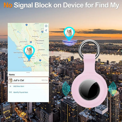 1|2|4Pack for Apple AirTag Holder,for Air Tag 2nd &1st Genaretion,Waterproof GPS Tracker Air Tag Keychain with Cover Anti-Scratch Silicone for Air-Tag Case for Pets,Luggages-Pink+Pink+Purple+Purple