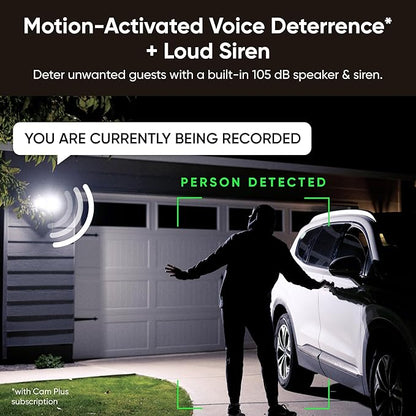 WYZE Floodlight Camera v2, Security Camera Outdoor, 2K HD with Color Night Vision, 2800-Lumen LEDs, 160° Wide View, 105dB Siren, Works with Alexa & Google Assistant, Wired, Free Expert Support