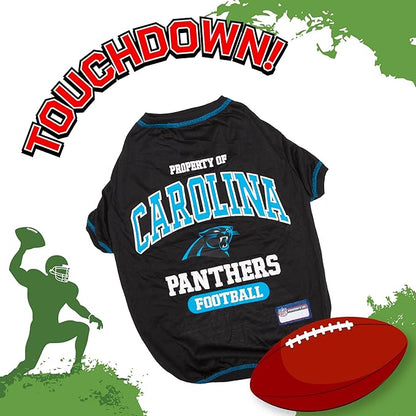 NFL Carolina Panthers Dog T-Shirt for Pets, Size X-Small. Officially Licensed Pet Shirt with Team Logo, Soft Stretchable Comfort Fit Apparel for Dogs & Cats