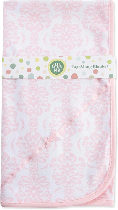 Little Me Blankets for Baby Girls' Damask Scroll Swaddling Receiving Blanket, 30 x 27 Inches