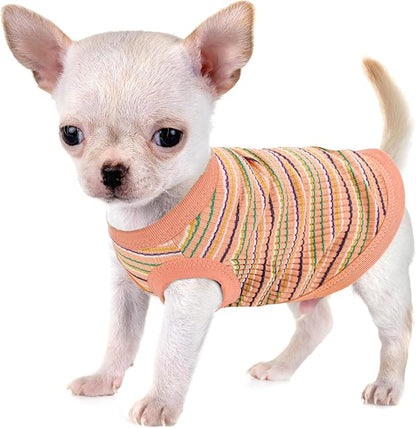 Elevate Your Pet's Comfort and Fashion: Premium 100% Cotton Rib Dog Shirt Vest for Small Breeds Like Chihuahuas, Yorkies, and Puppies .Year-Round Style with Tank-Style Puppy Attire Orange Large