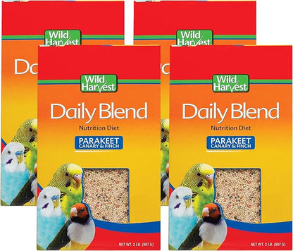 Wild Harvest Daily Blend for Parakeet, Canary, Finch & Small Birds, 2 Pounds (Pack of 4)