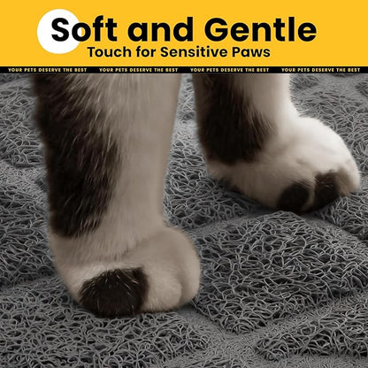 Conlun Cat Litter Mat Litter Trapping Mat, 35" x 23" Premium Durable PVC Grid Mesh with Scatter Control, Non-slip, Less Waste Cat Litter Box Mat, Soft on Kitty’s Paws, Urine Waterproof