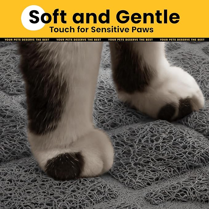 Conlun Cat Litter Mat Litter Trapping Mat, 40" x 28" Premium Durable PVC Grid Mesh with Scatter Control, Non-Slip, Less Waste Cat Litter Box Mat, Soft on Kitty’s Paws, Urine Waterproof