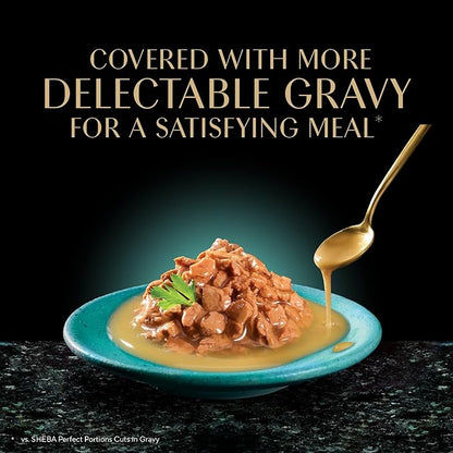 Sheba Gravy Indulgence Adult Wet Cat Food, Wet Food for Cats Chicken Entree in Extra Gravy, 2.6 oz. Twin-Pack Trays (24 Count, 48 Servings)