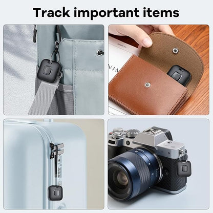 Hoxe Air Tracker Tags-4 Pack for iOS & Android, Smart Tag for Key, Bag, Pet | Dual System Luggage Tracker Compatible with Apple Find My & Google Find Hub App, Bluetooth Key Finder Replaceable Battery