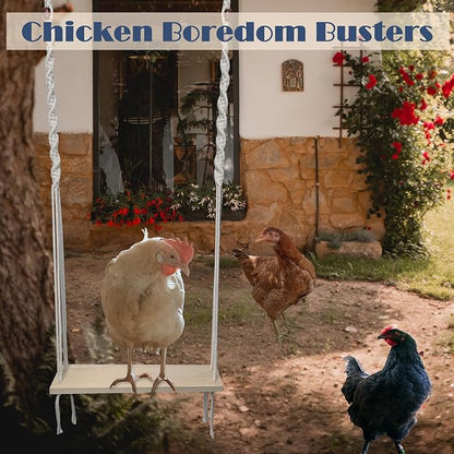 Chicken Swing Toy and Hanging Feeder with Chain and Hook for Large Chicken Coop, Accessories and Decor for Hens and Roosters, Ideal Gifts for Chicken Lovers and Oweners