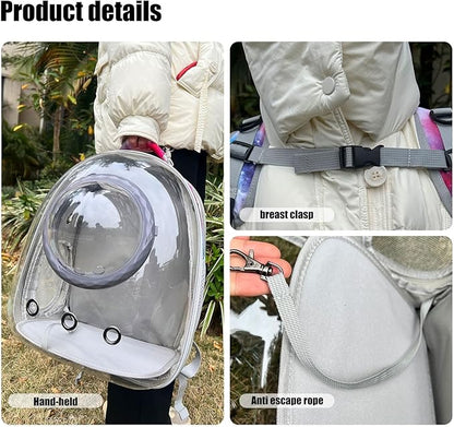 Cat Carrier Backpack with Back Expandable Cat Carrier Galaxy Pink -Space Capsule Cat Bubble Backpack for Kitten Bunny Small Puppy Vet and Outdoor Adventure (Galaxy Pink, Bubble Window)