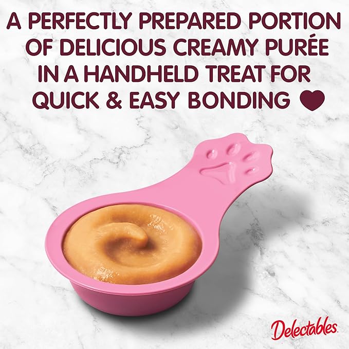 Delectables Lickable Spoon Handheld Wet Cat Treats Made with Real Tuna, Quick & Easy Creamy Puree, Mess Free, Grain-Free, No Added Fillers, No By-Products, No Added Preservatives, Tuna 96ct