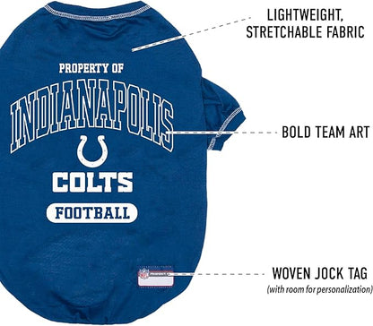 NFL Indianapolis Colts Dog T-shirt Small. - Licensed Shirt for Pets Team Colored with Team Logos- Premium Stretchable Materials for the comfort of your Dog & Cat