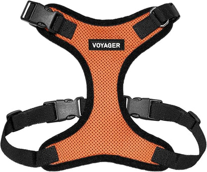 Voyager Step-in Pet Harness - All Weather Mesh, Adjustable Step in Harness for Cats and Dogs by Best Pet Supplies - Orange/Black Trim, L