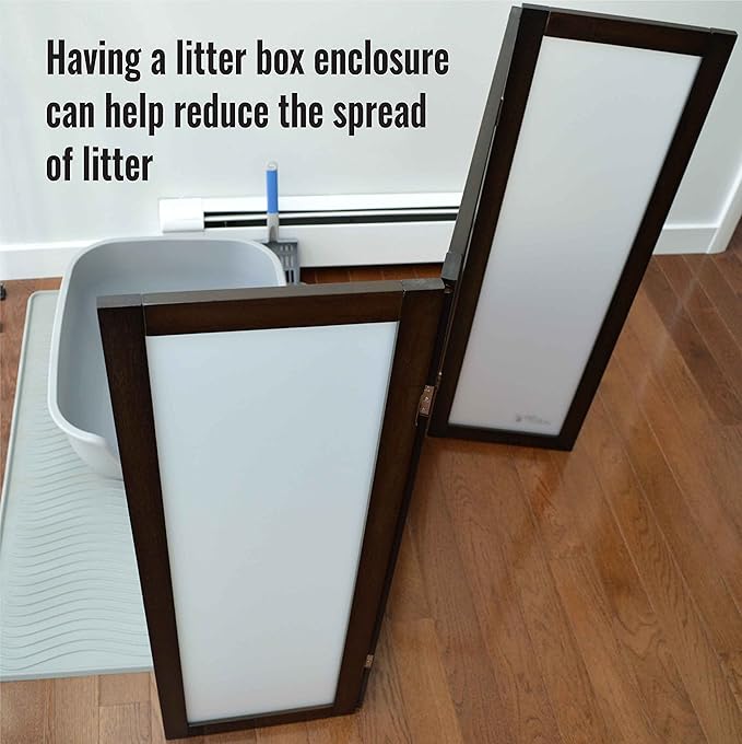 PetFusion Privacy Screen Cat Litter Box Furniture, 48"L x 0.6"W x 36"H, Walnut Brown