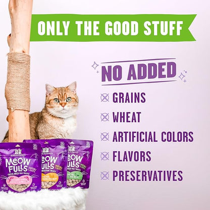 Stella & Chewy's Meowfulls Freeze Dried Cat Treats - Turkey & Duck Recipe - Raw Protein with Probiotics-& Salmon Oil - 1 Calorie Per Treat - 1.5 oz,(Pack of 2)