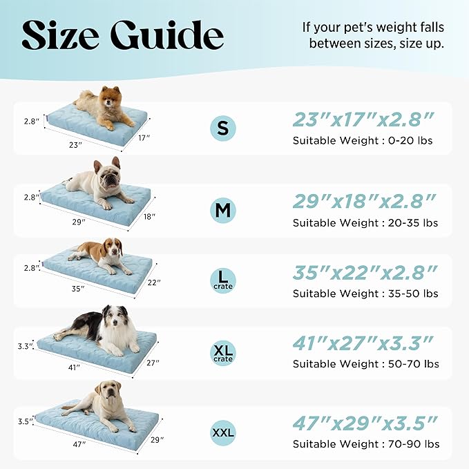 LE SURE Cooling Dog Bed, XL Q-Max>0.5 Cooling Mat with Removable Washable Cover, Breathable Orthopedic Egg Crate Foam Non-Slip Summer Pad for Extra Large Active/Senior/Long-Haired Pets, 41x27 Inch