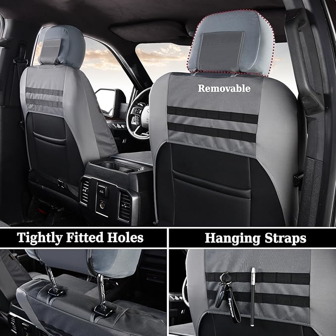 Coverado Front Seat Covers, Waterproof Oxford Seat Protector for Car Seat Cushions for Kids & Dogs, Compatible with 2015-2026 Ford F150 & 2017-2026 Ford F250 F350 F450 (Gray, 2PCS),