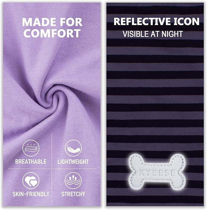 KYEESE 2Pack Dog Shirt, Soft Striped Dogs T Shirts, Lightweight Pet Tank Top, Sleeveless Dog Shirt for Medium Dogs, Stretchy Comfortable Pet Vest, Purple, 2XL