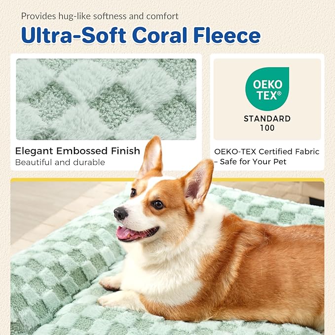 ABCPET Cat Bed Cat Couch for Puppy and Kitten, Fluffy Pet Sofas Medium Dog Sofa Bed, Supportive Cats Sofa for Indoor Cats, Washable Cover & Non-Slip, 32 inch, Green