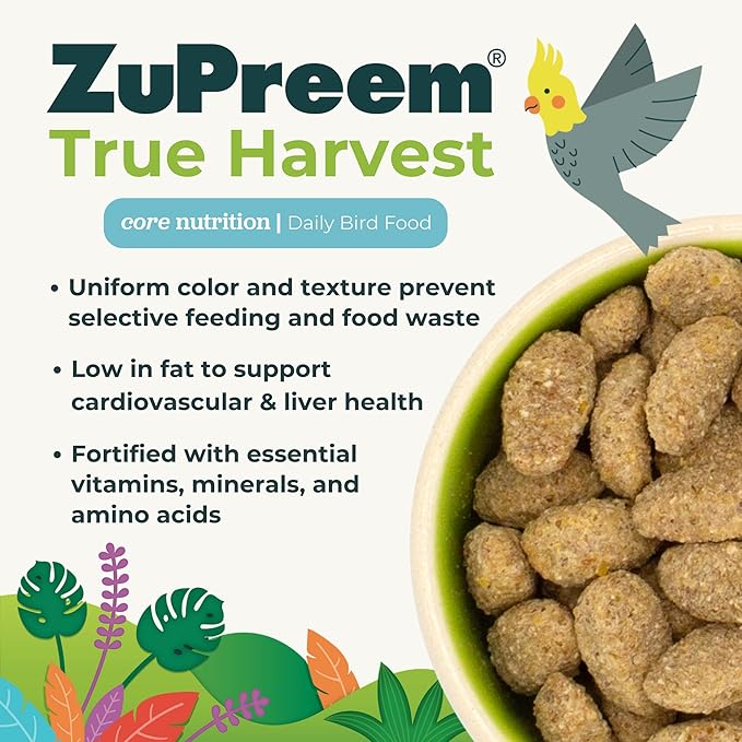 ZuPreem Natural Bird Food, Bird Feed Pellets for Parrots, Conures, Caiques, African Greys, Eclectus & Small Cockatoos, ZuPreem Nutrition, Made in USA, Parrot Food, Conure Feed, (M/L, 3 lb)