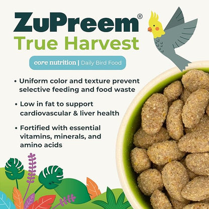 ZuPreem Natural Bird Food, Bird Feed Pellets for Amazons, Cockatoos & Macaws, ZuPreem Core Nutrition, Made in USA, Added Vitamins, Cockatoo Food, Macaw Feed, (Large, 3 lb Bag)