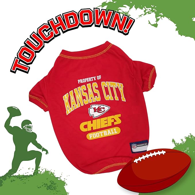 NFL Kansas City Chiefs Dog T-Shirt for Pets, Size X-Large. Officially Licensed Pet Shirt with Team Logo, Soft Stretchable Comfort Fit Apparel for Dogs & Cats