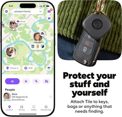 Life360 Tile Starter Pack - Bluetooth Trackers and Item Finders for Keys, Wallets & More. Both iOS and Android Compatible. Phone Finder. 2-Pack (Black Mate/Slim)