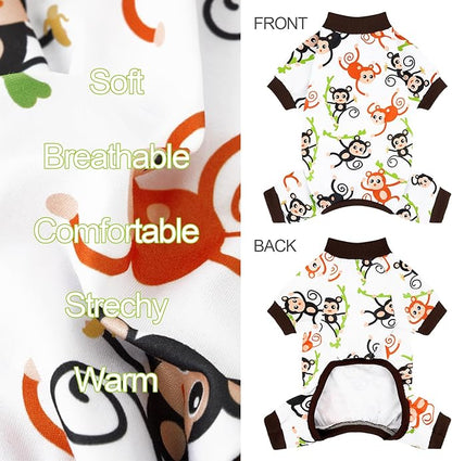 XPUDAC 4 Pack Dog Pajamas Soft Strechy Summer Doggie Clothes for Small Medium Dogs Boy Girl Dog Onesie Puppy Pjs Cat Apparel-L