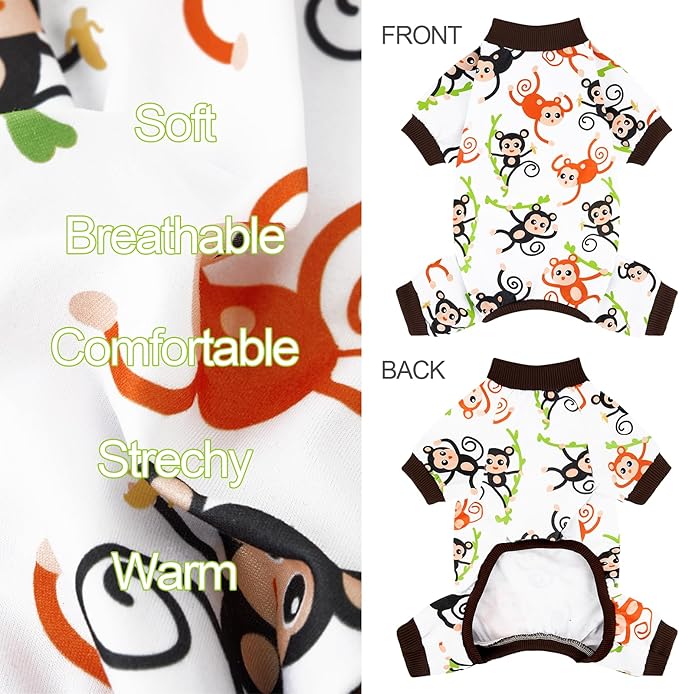 XPUDAC 4 Pack Dog Pajamas Soft Strechy Summer Doggie Clothes for Small Medium Dogs Boy Girl Dog Onesie Puppy Pjs Cat Apparel-X-Small