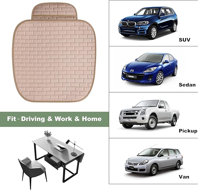VarCozy Linen Car Seat Covers, Bottom Breathable Seat Covers for Cars for All Seasons with Non-Slip Protector, Universal Seat Covers for Cars, SUVs, Trucks