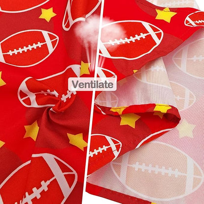7 PCS Football Dog Bandanas for Large Dogs Breed 33 Inch Sewing Hemming Dog Bandanas Print One Side XL Drool Bibs Game Day Grooming L