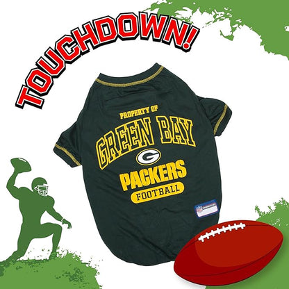 NFL Green Bay Packers Dog T-Shirt for Pets, Size X-Small. Officially Licensed Pet Shirt with Team Logo, Soft Stretchable Comfort Fit Apparel for Dogs & Cats