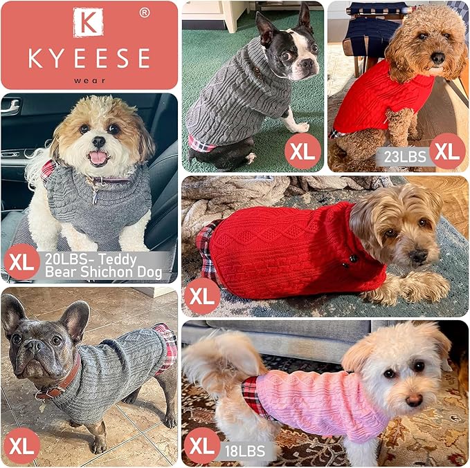 KYEESE Dog Sweater Warm Turtleneck Medium Dogs Sweater Thick Pet Coat for Fall Winter Cold Weather Stretchy Soft Pullover Dog Sweaters for Medium Dogs Girl