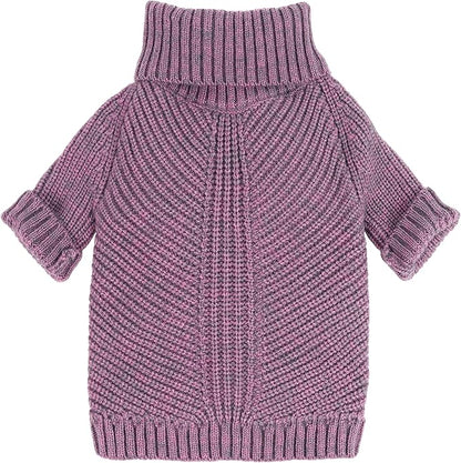 Fitwarm Thermal Knitted Dog Sweater Doggy Winter Coat Pet Clothes Doggie Turtleneck Jacket Puppy Outfits Cat Sweatsuit Lavender Purple Large